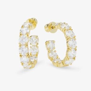 Melinda Maria “She So Fancy” Gold and White Crystal Hoop Earrings